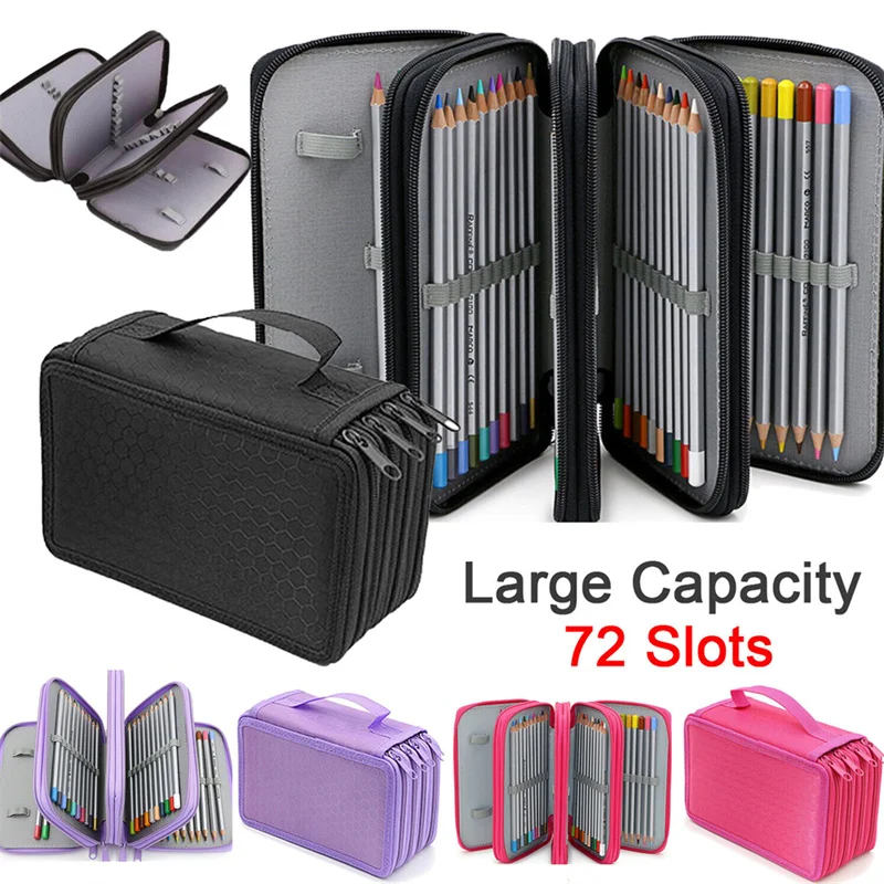 Large Capacity 96 / 192 Slots Multi-Layers Zipper Pen Organizer