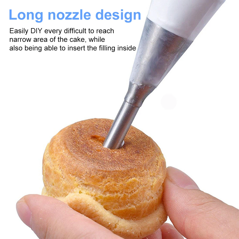 Stainless Steel Puff Cream Nozzles Set Cake Icing Piping Tip DIY Donut Pastry Syringe Cupcake Desserts Baking Accessories 4Pcs cake decorating tip set,cake icing nozzles,baking nozzle set,cake decorating nozzle set