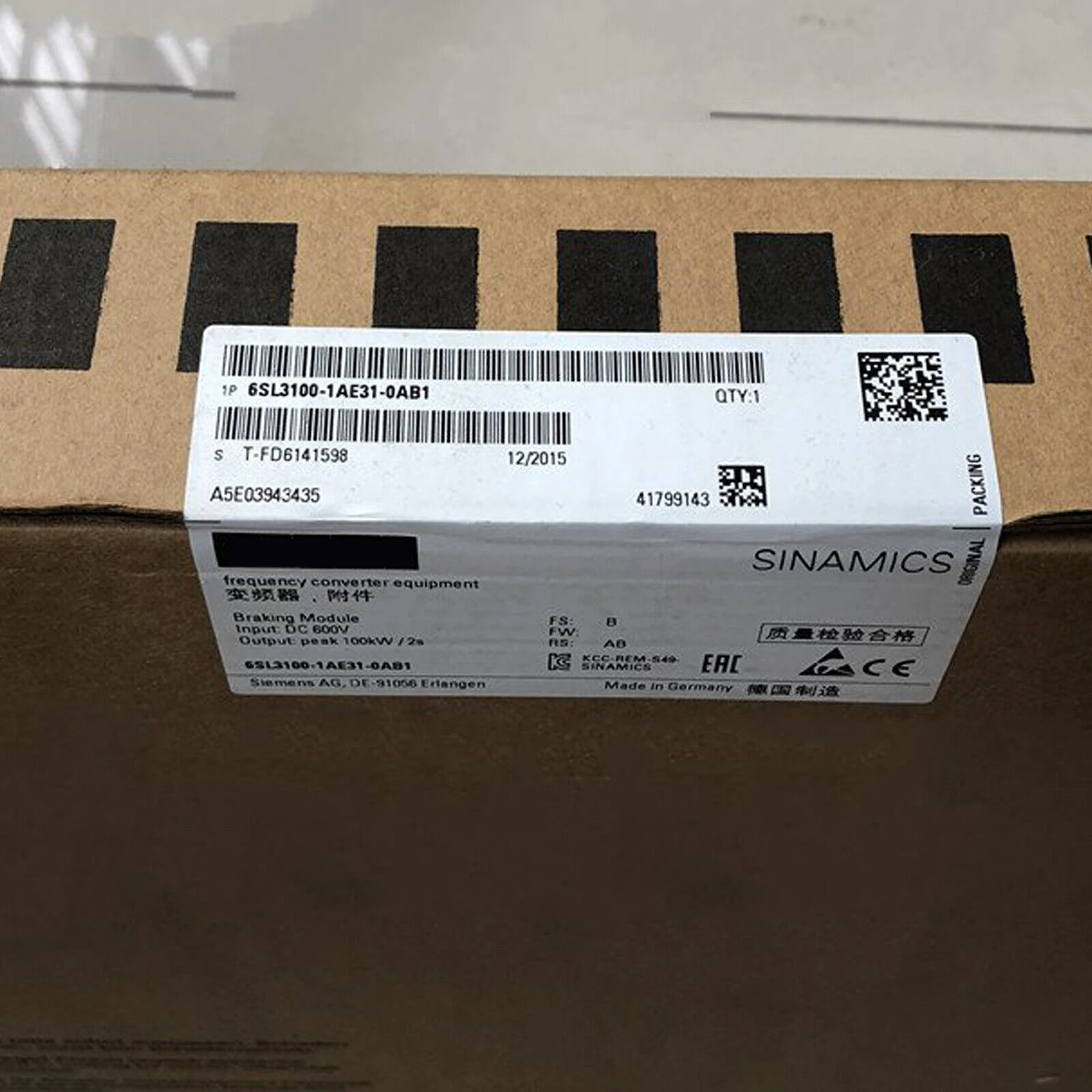 

Оригинальный модуль питания 6SL3100-1AE31-0AB1 6SL3 100-1AE31-0AB, 1 шт., новый