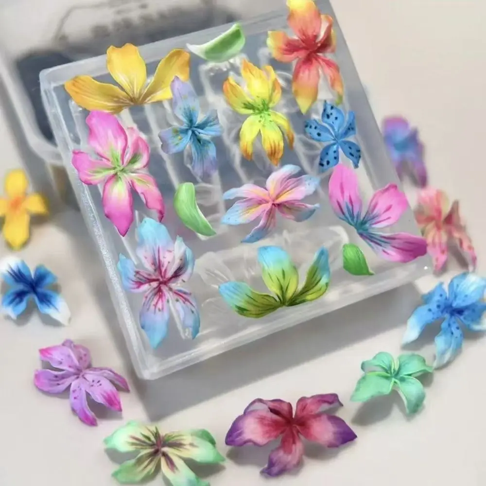 실리콘 3D 꽃 네일 몰드 DIY 하와이 히비스커스 네일 아트 조각 템플릿 투명 꽃잎 네일 디자인 레진 몰드 네일 도구