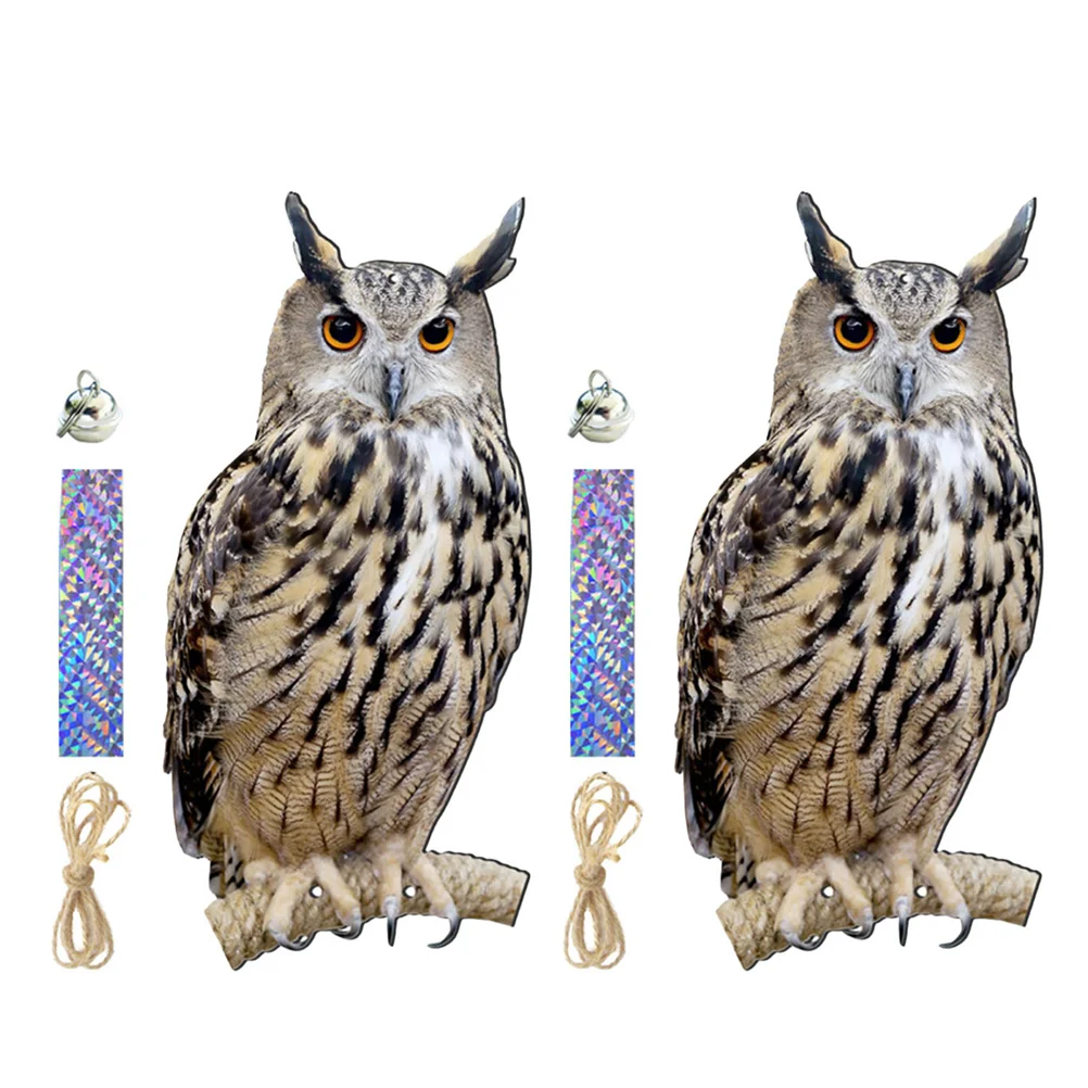 

2Pcs Hanging Bird Deterrent Plastic Owl Ornament Outdoor Owl Decor Hanging Bird Deterrent