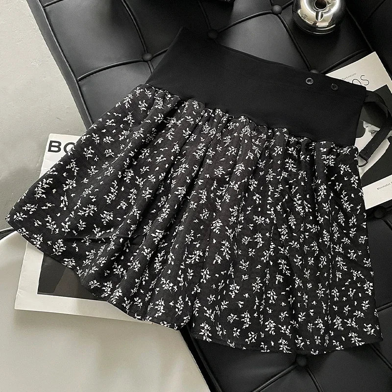 Fashion Printing Maternity Summer Shorts High Waist Sweet Pregnant Woman Floral Belly Skirts with Lining Pregnancy Chiffon Skort
