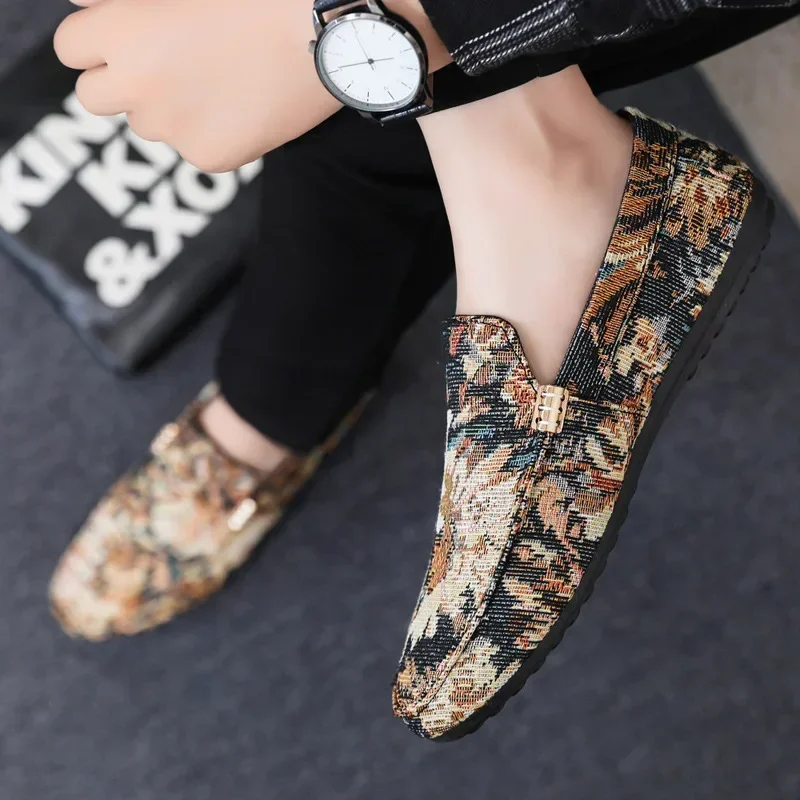Man Printing Loafers Summer Shoes Men Walking Casual Light Canvas Shoes Male Breathable Fashion Flat Slip-on Footwear Sneakers 5