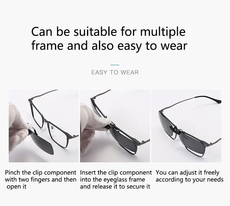 Boyseen fahren polarisierte Clip Sonnenbrille Aluminium Magnesium Brille Männer Frauen Nachtsicht Angeln Outdoor Sonnenbrille – Detail 9