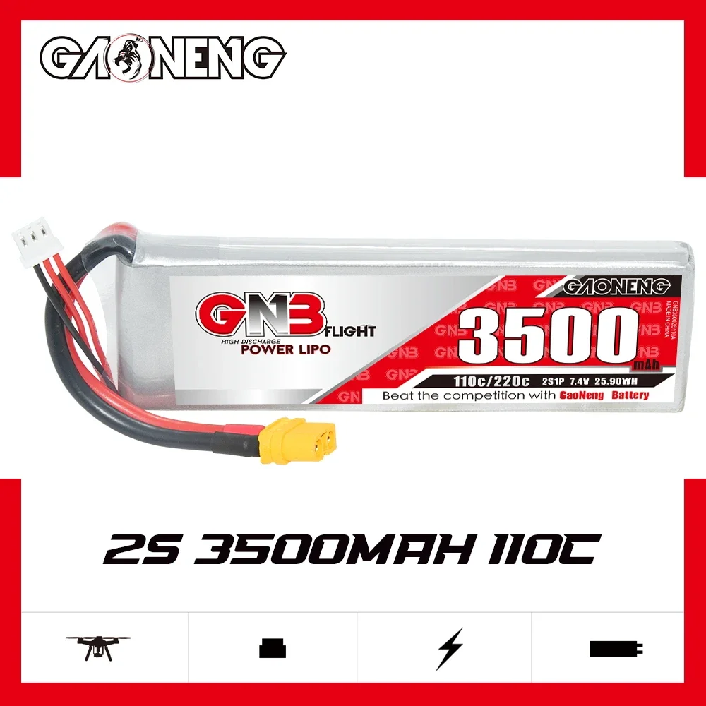 

GAONENG GNB 3500mAh 2S 110C 220C 7.4V XT60 LiPo Battery 1/10 and Scale RC Hobby Models Electric RC Devices Touring Car