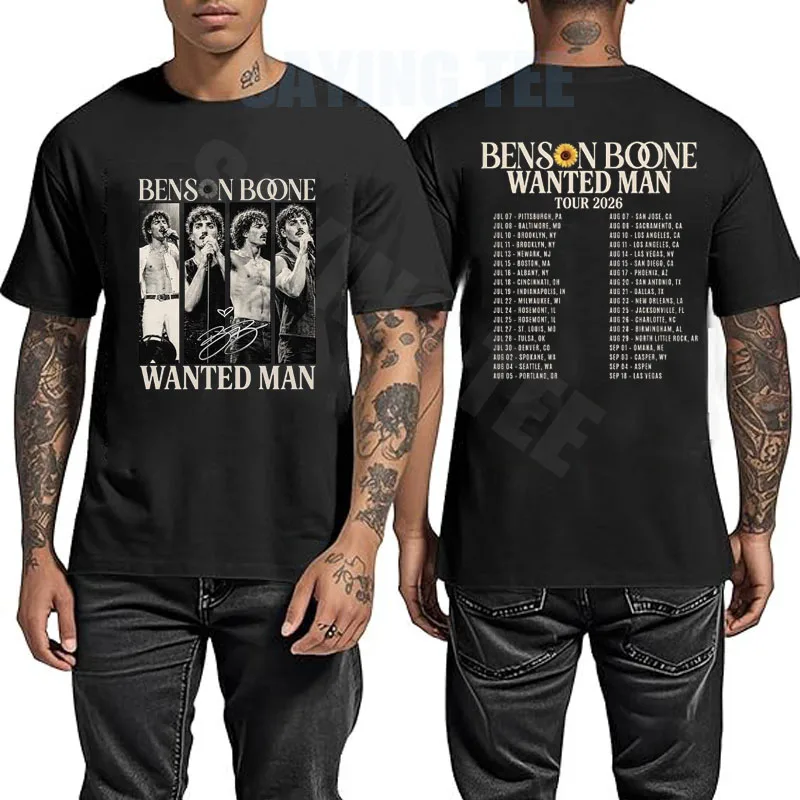 Vintage Musik-Fan-Grafik-T-Shirt - Retro Wanted Man Konzerttour Unisex-Shirt, Ivory Pepper Kurzarm Indie Pop Streetwear T-Shirts