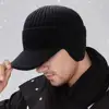 Men Winter Knitted Hat Outdoor Cycling Ear Protection Warmth Peaked Cap Casual Fashion Sunhat Bomber Skullies Beanies 55-60CM 1
