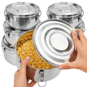 Stainless Steel Bento Box Leak-Proof Metal Lunch Boxes Food Storage Container With Lid Camping Picnic Bowl Fruit Salad Container