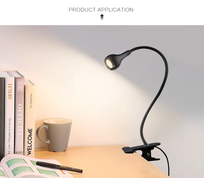USB-LED-Buchleuchte mit Clip, flexible Schreibtischlampe für Nachttisch, Arbeitszimmer, Augenschutz, Leseleuchte mit Halter, Schlafzimmerdekoration – Detail 7