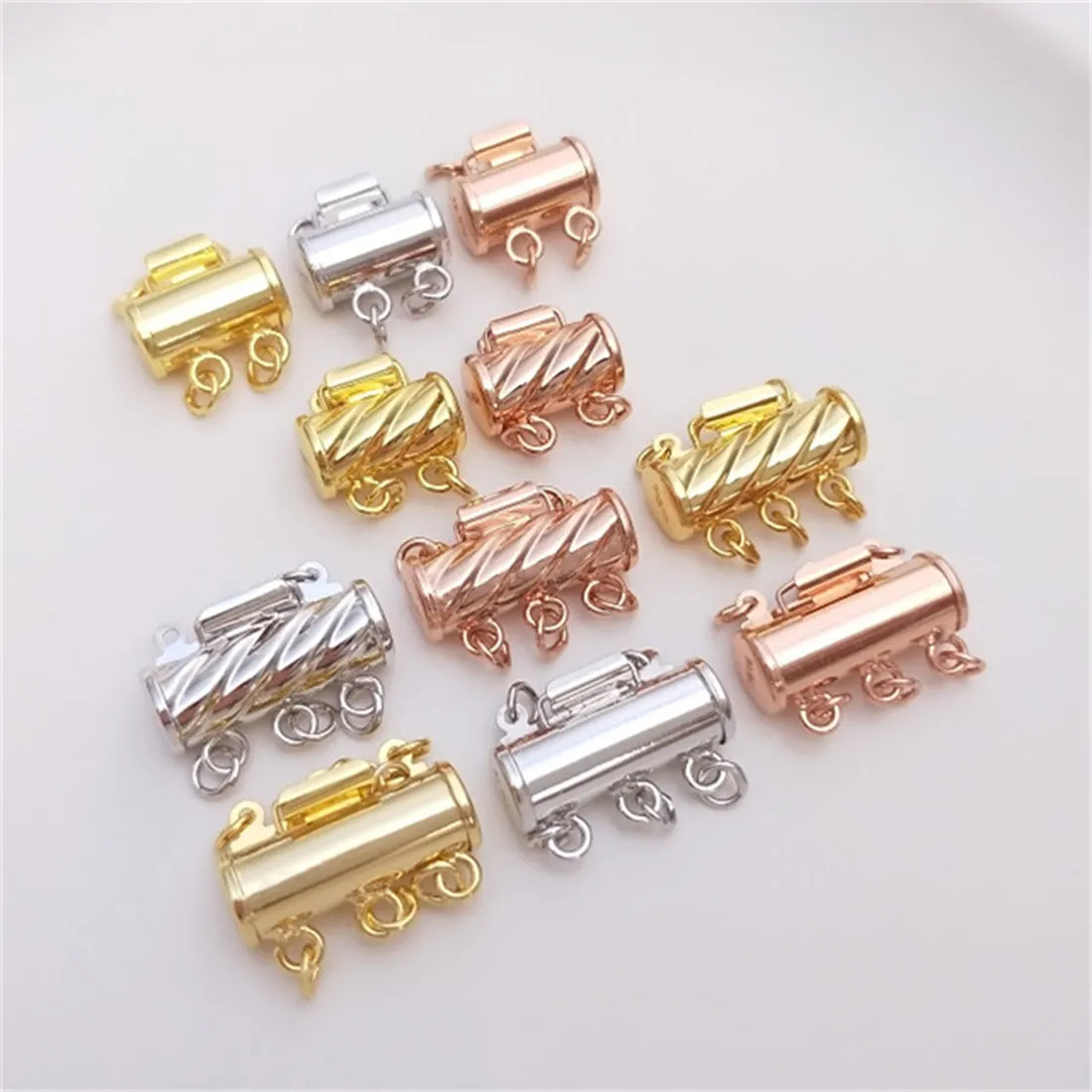 Vacuum-plated 18K Gold Rose Gold Insert Long Tube Multi-breasted DIY Pearl Necklace Buckle Accessory B941