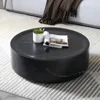 Modern Round Coffee Table for Living Room, Circle Coffee Table Faux Black Pattern Center Table for Apartment, No Need Assembly 1