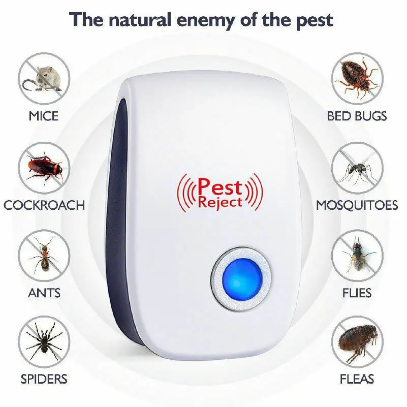 Insects Repeller Ultrasonic Pest Repeller EU US Plug 360&deg; Indoor Efficient Controls Spiders For Home