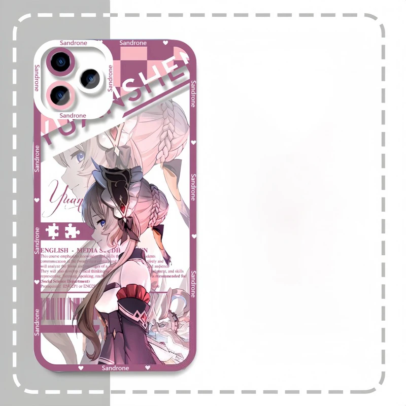 Genshin Impact Soft TPU Phone Case Featuring Xiao, Columbina, HuTao, and Furina