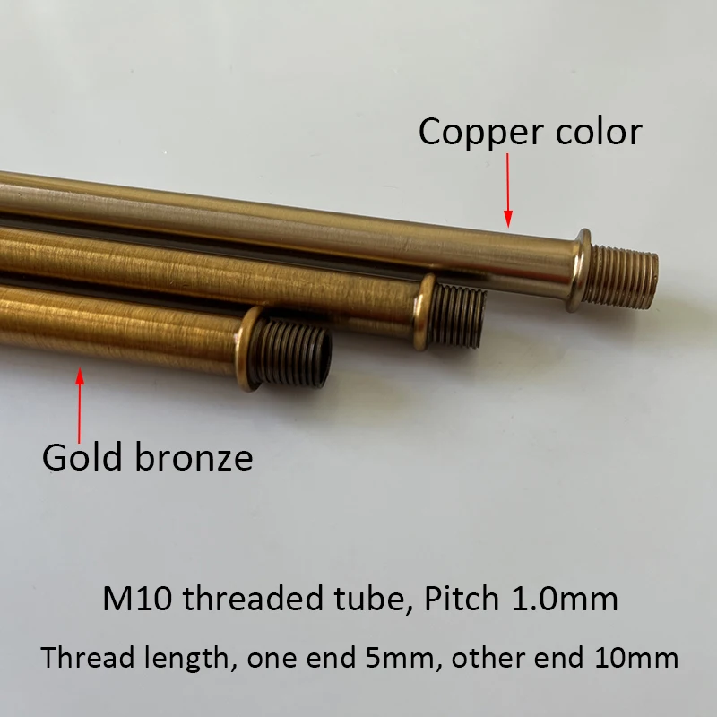 M10 Double-head Male Thread Hollow Tube Copper/Gold-bronze M10*1mm Fine Tooth Connecting Pipe Vintage Lighting Accessories
