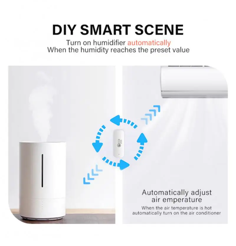 Tuya Temperature And Humidity Sensor Smart Home Security Battery Powered Zigbee Smart Life APP Work With Alexa Google Home