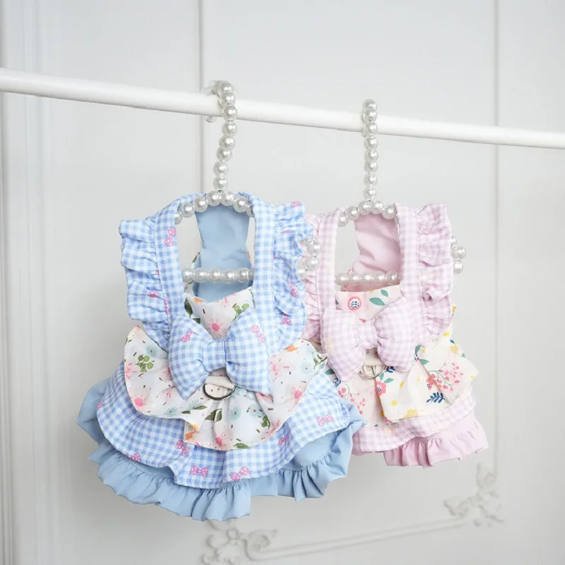 Spring Summer Petticoat for Dog Small Medium-sized Dogs Cats D-Ring-Floral Glorietta Lovely Skirts Lovely Ruffled Design
