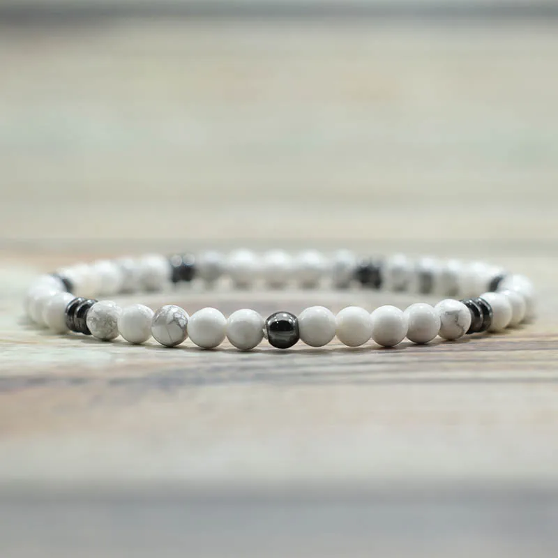 Beaded Bracelet 4mm Small Beaded Bracelet Men Natural Hematite Onyx Volcanic Rock Braslet For Husband