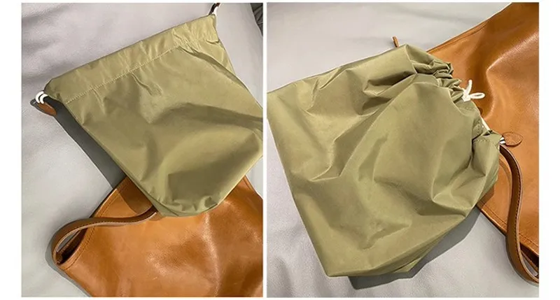 Einfache, lässige, luxuriöse Damen-Einkaufstasche aus natürlichem Echtleder. Wochenende, tägliche Umhängetasche im Freien, Einkaufshandtasche aus echtem Rindsleder – Detail 13