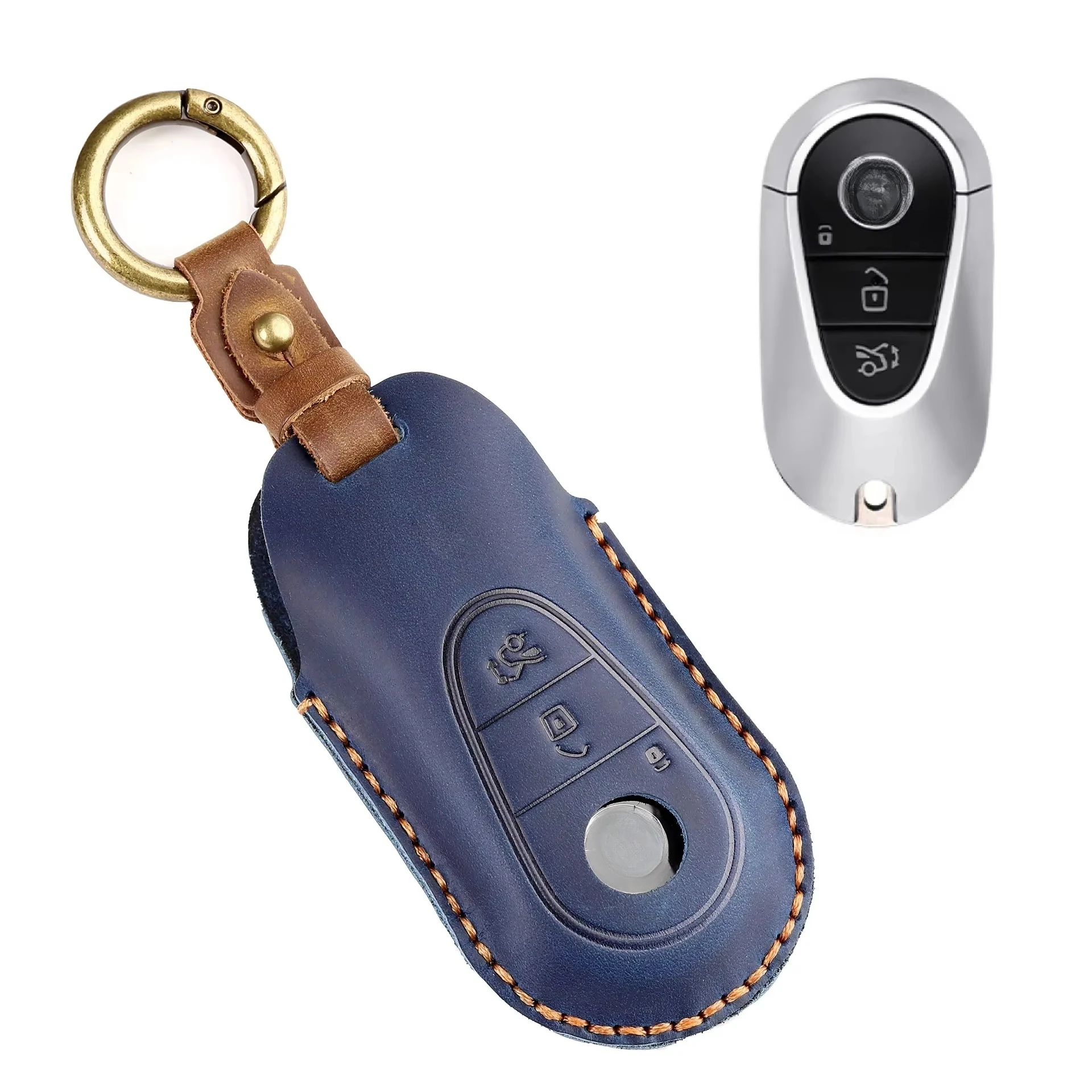 Premium Leather Car Key Case Cover Keyless Entry Protector Shell