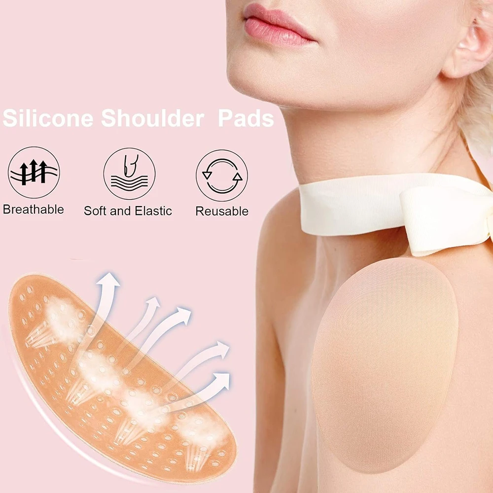 Reusable Anti Slip Enhancer Shoulder Pads Adhesive Shoulder Push-up Pads Sponge 2/1 Pair for Women Clothing