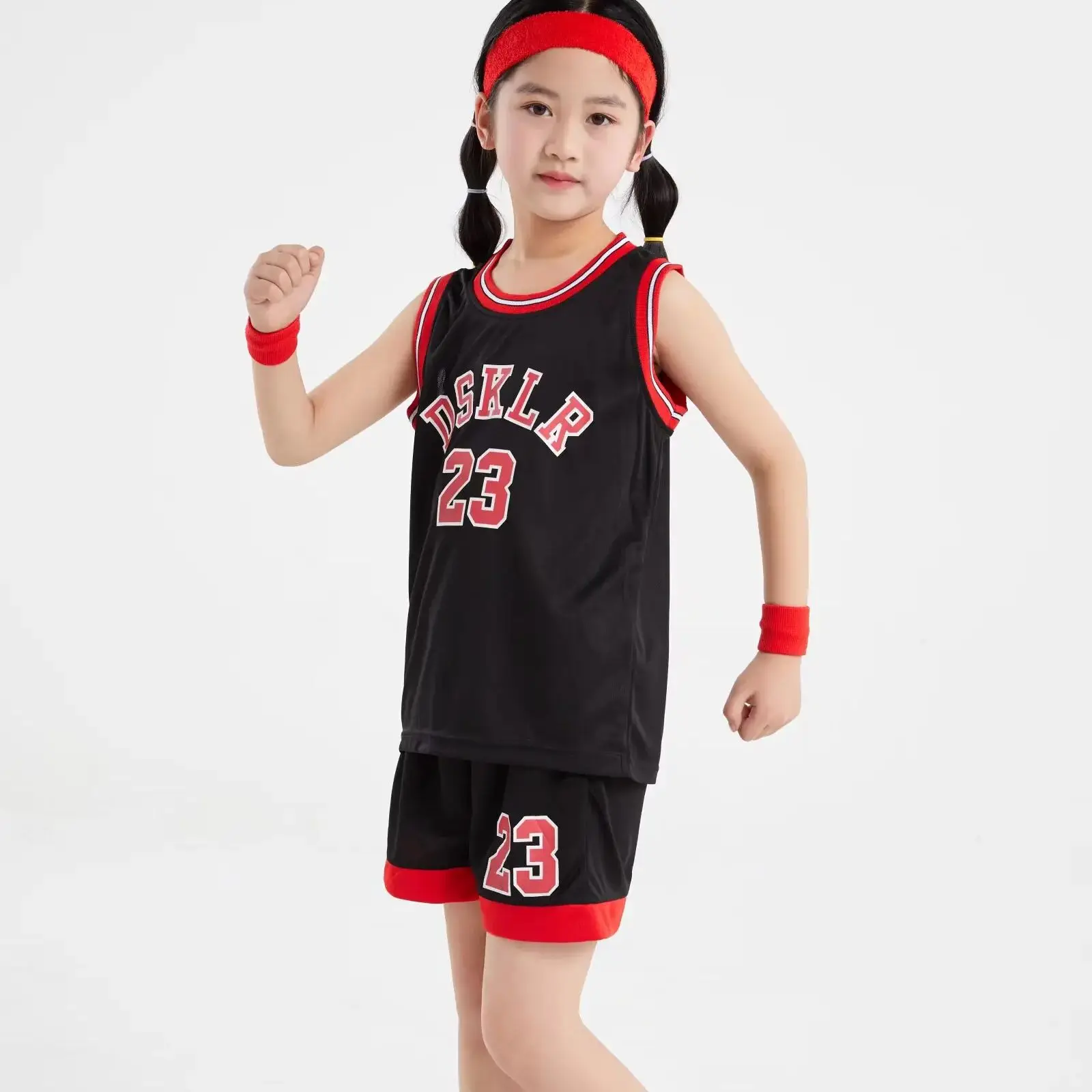 Kids Sports Suit 24/25 Children's clothing suit boy girl Fans Basketball Jerseys Bull 23 game team uniform training Vest and shorts