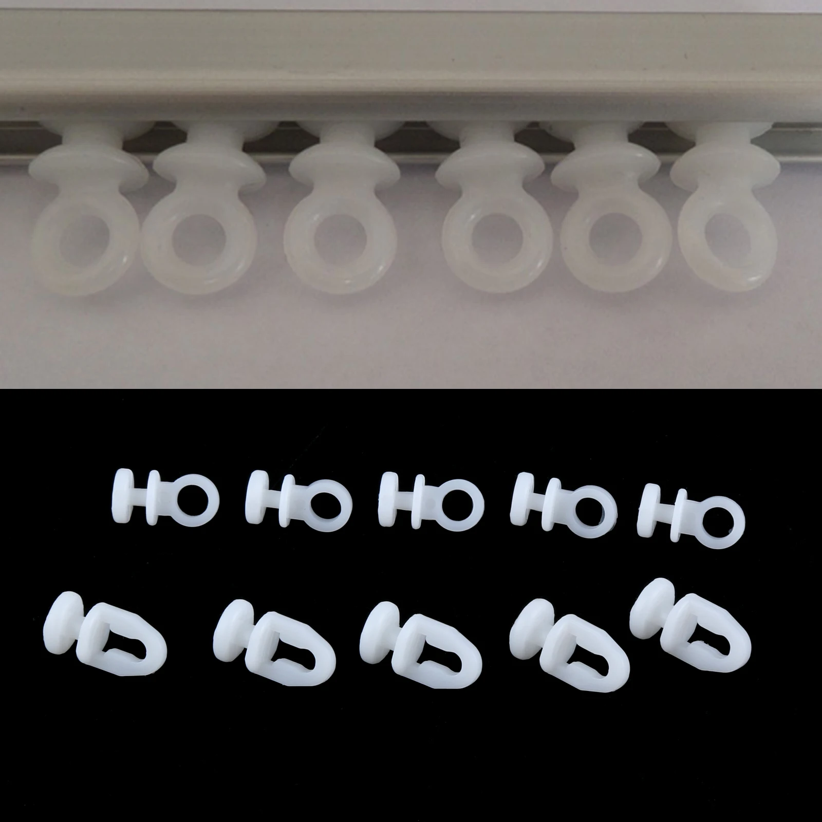 100Pcs Plastic Curtain Hook Accessories Curtain Ball Track Hook Shower Roll Universal Sliding Hooks Bathroom Accessories