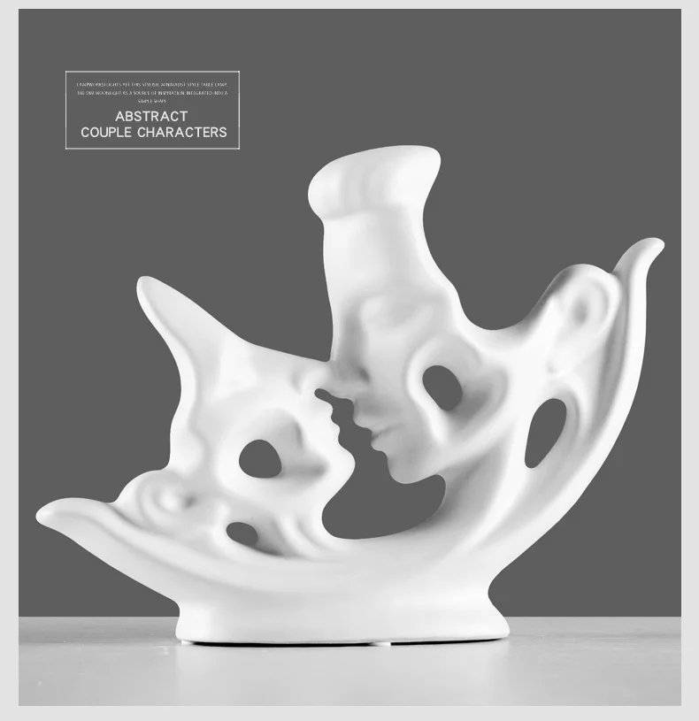 Abstract Kissing Couple Ceramic Statue