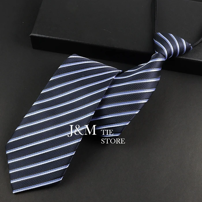 Männer Krawatte Reißverschluss Faule Krawatte Mode Blau Gestreiften 8 cm Krawatten Business Für Mann Gravatas Bowtie Herren Hochzeit Hemd Zubehör – Detail 10