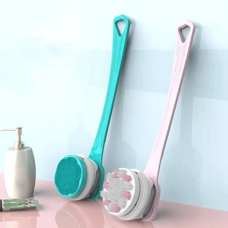 6 In 1 Electric Bath Brush Silicone Back Scrubber Body Bath Shower Cleaning Brushes Long Handle Rechargeable Shower Brush
