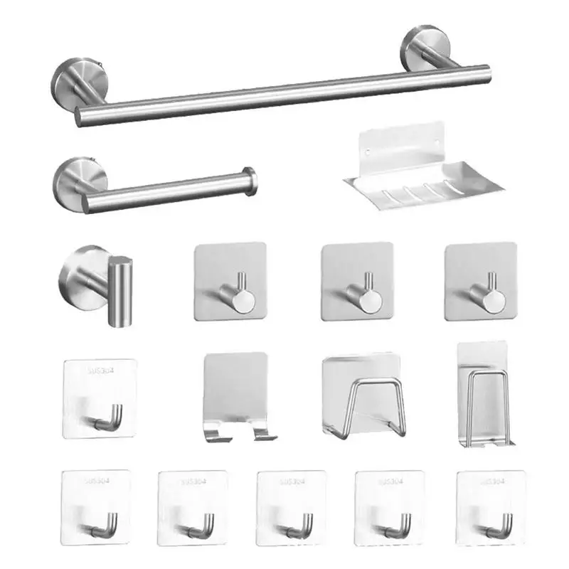 

Bathroom Hook Set Wall Mounted Stainless Steel Bathroom Accessories 11pcs Or 16pcs Stainless Steel Robe Hooks Hardware Set For