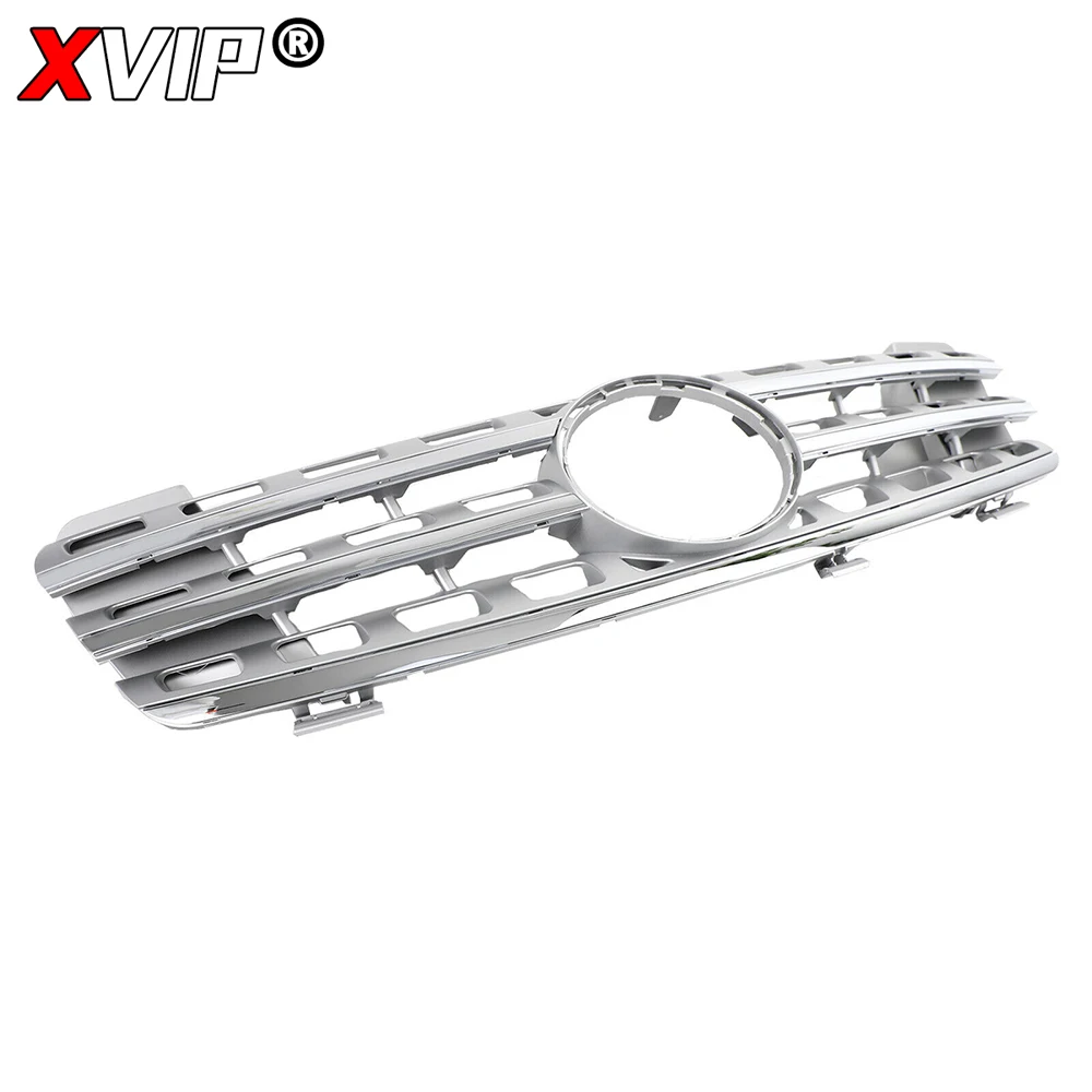XVIP 크롬 블랙 A - 스타일 레이싱 그릴 실버 범퍼 그릴 (메르세데스 벤츠 ML-클래스 W164 2005-2008 ML320 ML350 ML500 ML550 용)
