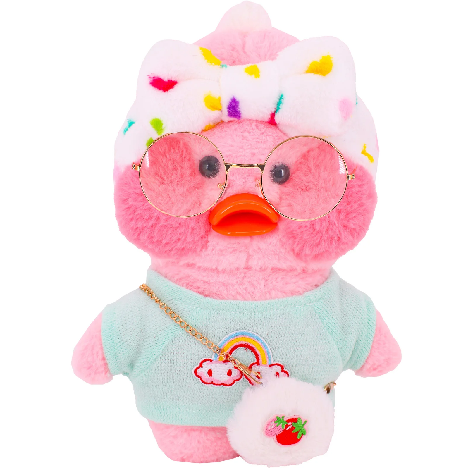 Duck Clothes lalfanfan 30Cm Plush Stuffed Toy Clothes Accessories Bag Knitting Overalls Sweater Christmas Gift For Children Doll