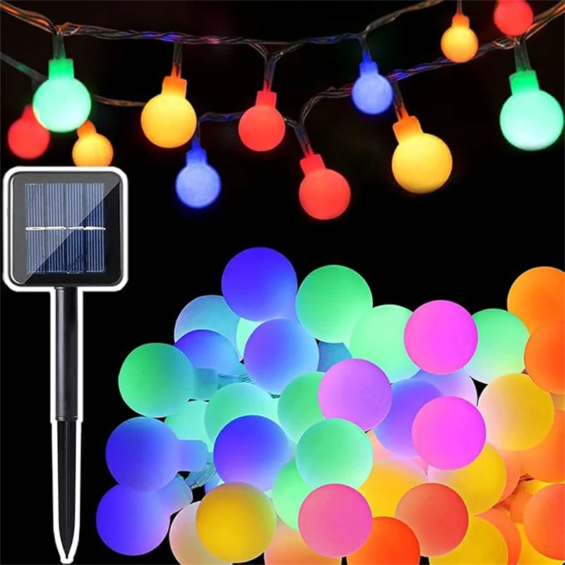 

Y2K Solar String Lights Christmas Decorations Acrylic White Ball Led Lights Outdoor Waterproof Courtyard Powered Patio Light 302