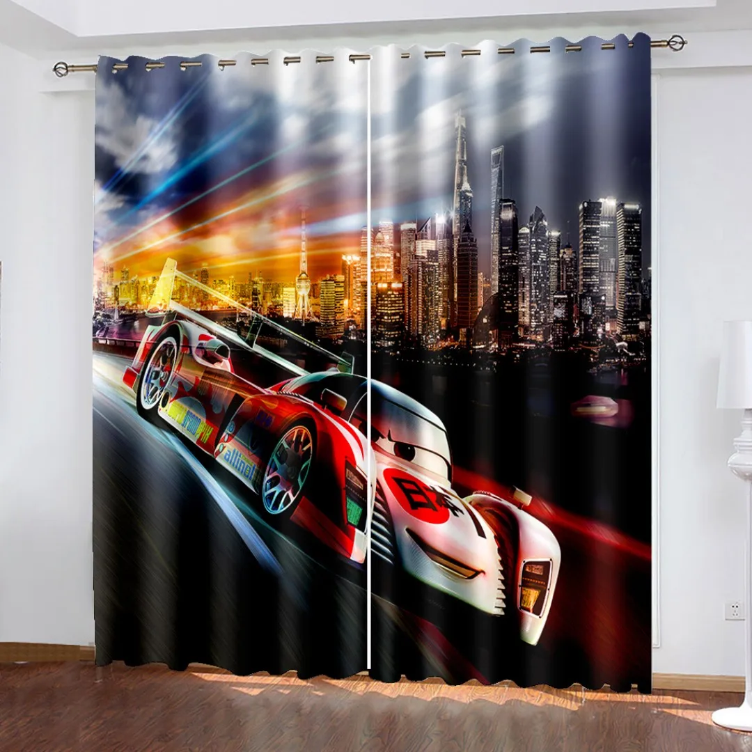 

3D Trendy Sports Racing Car Printed Windows Curtains for Boys Men Adults Living Room Bedroom Kitchen Curtains Drapes 2 Panels