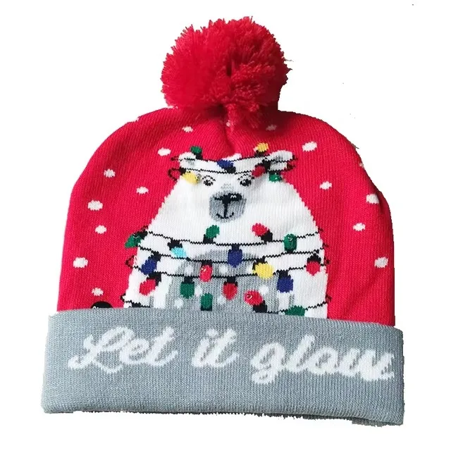 Festive Flashing LED Light-Up Christmas Hat - Snowman Winter Warm Knit Cap