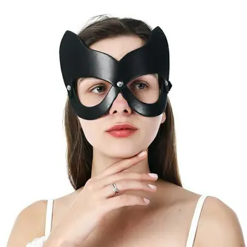 BDSM Erotic Women Sexy Mask Half Face Fox Cosplay Leather Sex Mask Halloween Party Mask Masquerade Ball Fancy Masks Adult Games 6