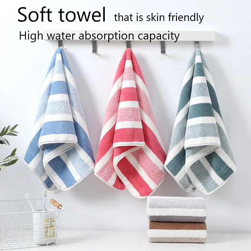 Absorbent Soft towel Striped Pattern Towel Set Soft Hand Towel Bath Towel Quick Drying Absorbent Towels For Bathroom