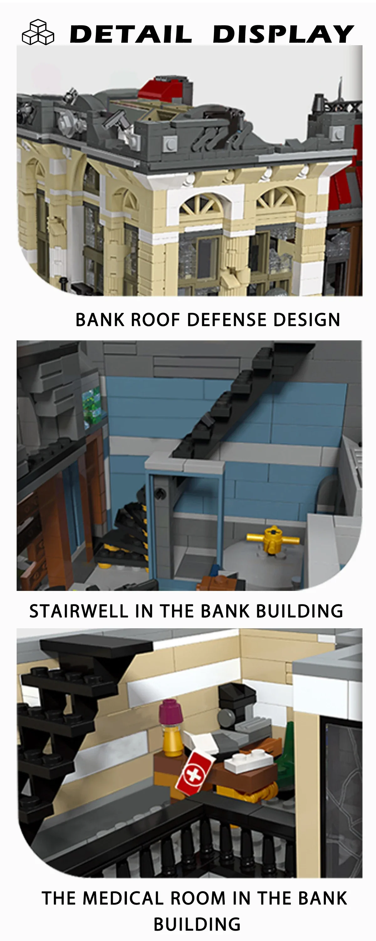 2835PCS Street View The Doomsday Bank Building Blocks MOC Ideas Modular Assembly Model DIY Set Bricks Toys For Children Gifts