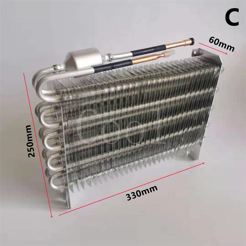 330*250*60mm Aluminum Tube Aluminum Fin Condenser Copper Tube Radiator Air Conditioning Freezer Cooling Evaporator 150 Liters