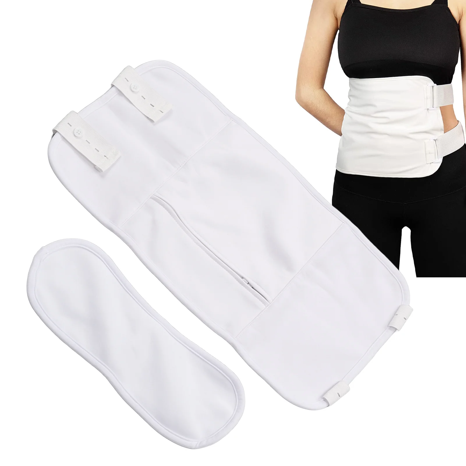 

Reusable Castor Oil Wrap Pack Organic Washable Button Castor Oil Waist Neck Pack White