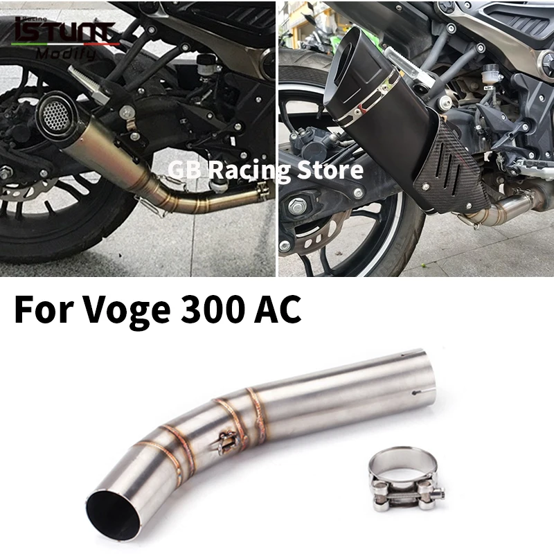 Slip On For Voge 300 AC Motorcycle Exhaust Muffler Modify Escape Moto Stainless Steel Middle Link Pipe Connect 51mm Muffler