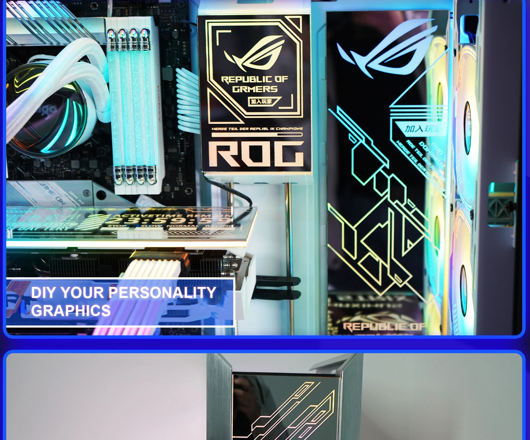 ASUS  GX601専用クリア板と飾り物 2022 New ASUS GX601 Case Panel 4pcs ARGB Lighting Plate ROG