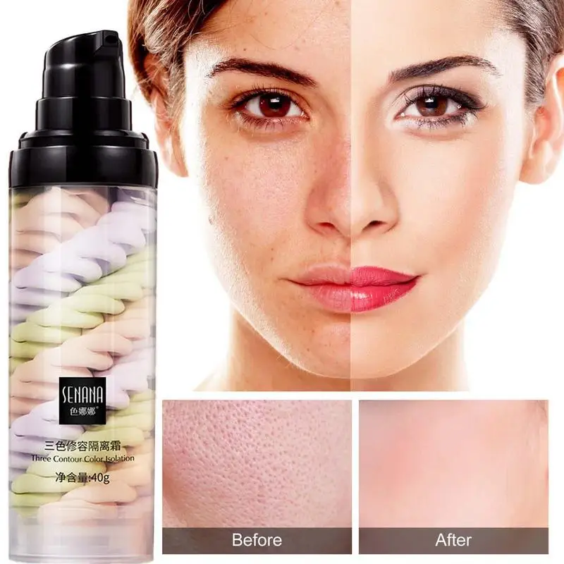 

Tricolor Color Correcting Facial Serums Face Makeup Primer Base Isolation Cream Invisible Pore Moisturizing Essence Concealer