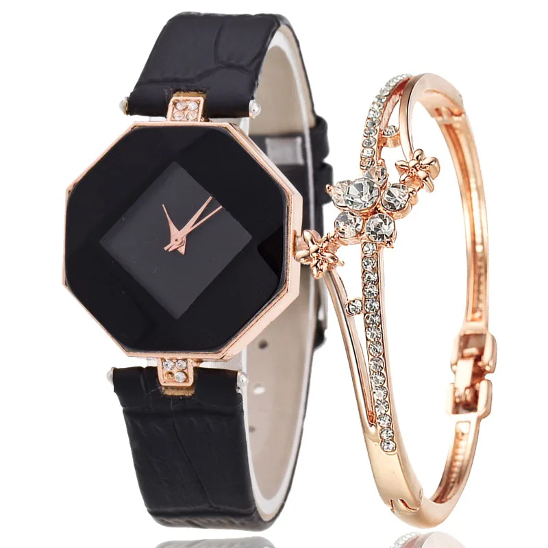 

Fashion Rhombus Ladies Watch Women Leather Wrist Decoration Watches Diamond Gold Clock Saat Relogio Feminino Bayan Kol Saati