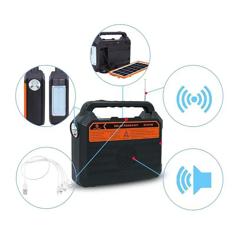 Solar Panel Emergency Light Kit USB Charger Cable 3 LED Bulbs Outdoor Travel Camping Small Home System Solar Lighting