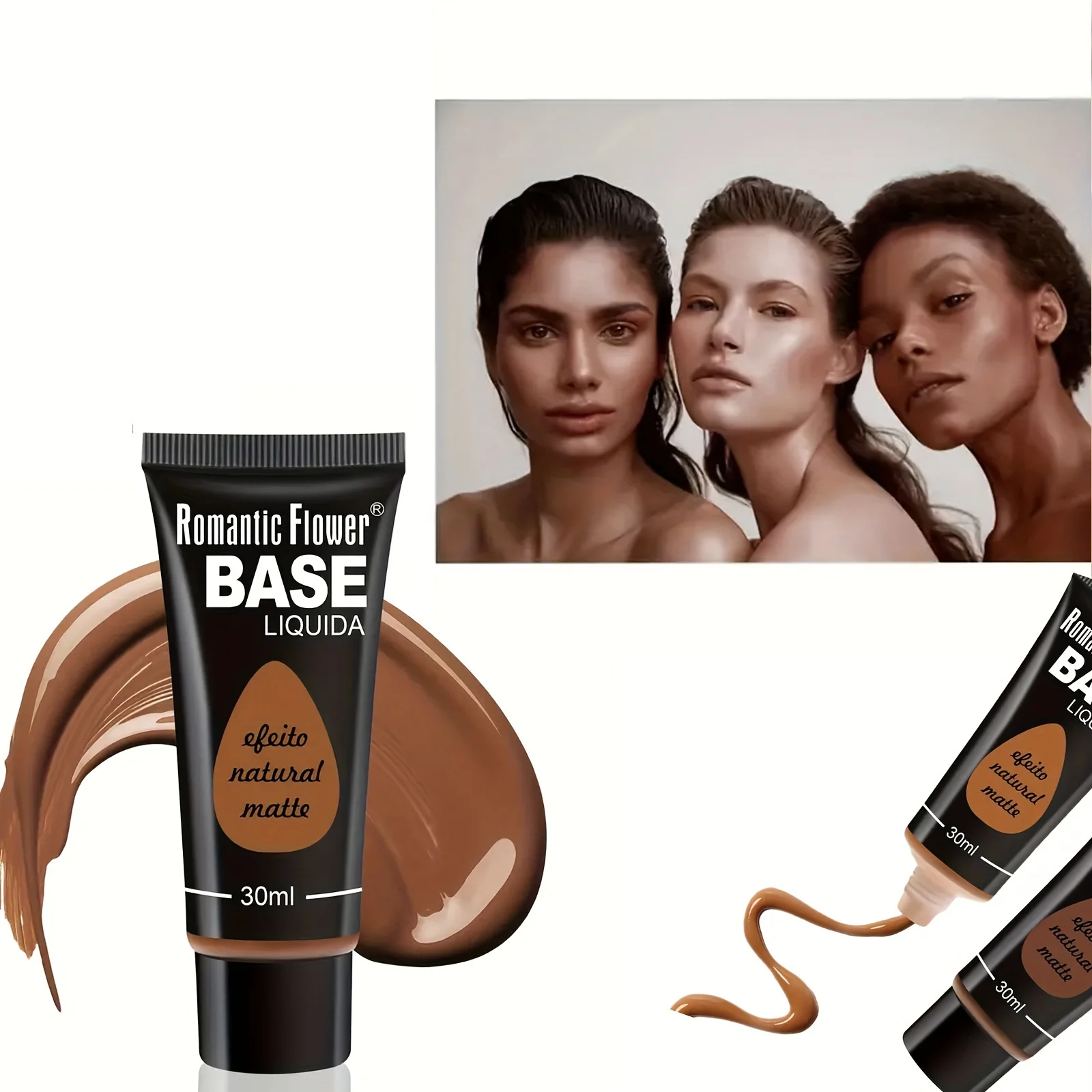 3-color liquid foundation, long-lasting complexion, suitable for normal and dry skin, long-lasting full coverage, matte finish, 6