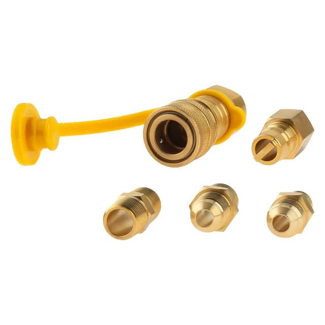 3/8 Hüvelykes Földgáz Gyors Csatlakozás Illesztő Készlet Sárgaréz Propán Adapter "Npt Hím Fáklya Grill Fűtő Kandalló Lakófutó Csere - Image 6