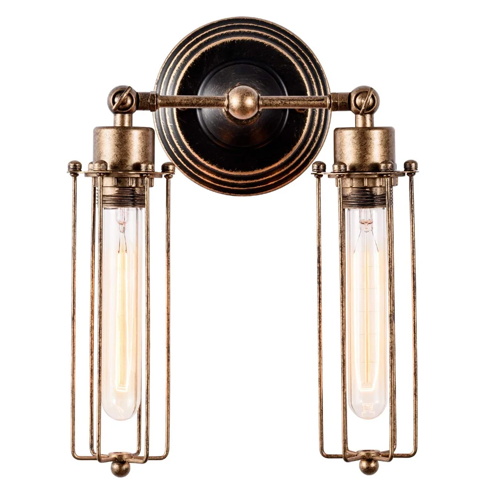 

Retro Industrial Iron Wall Light Sconce Corridor Staircase Restaurant Loft Bedroom Bedside Lamp House Decor Indoor LED Lighting