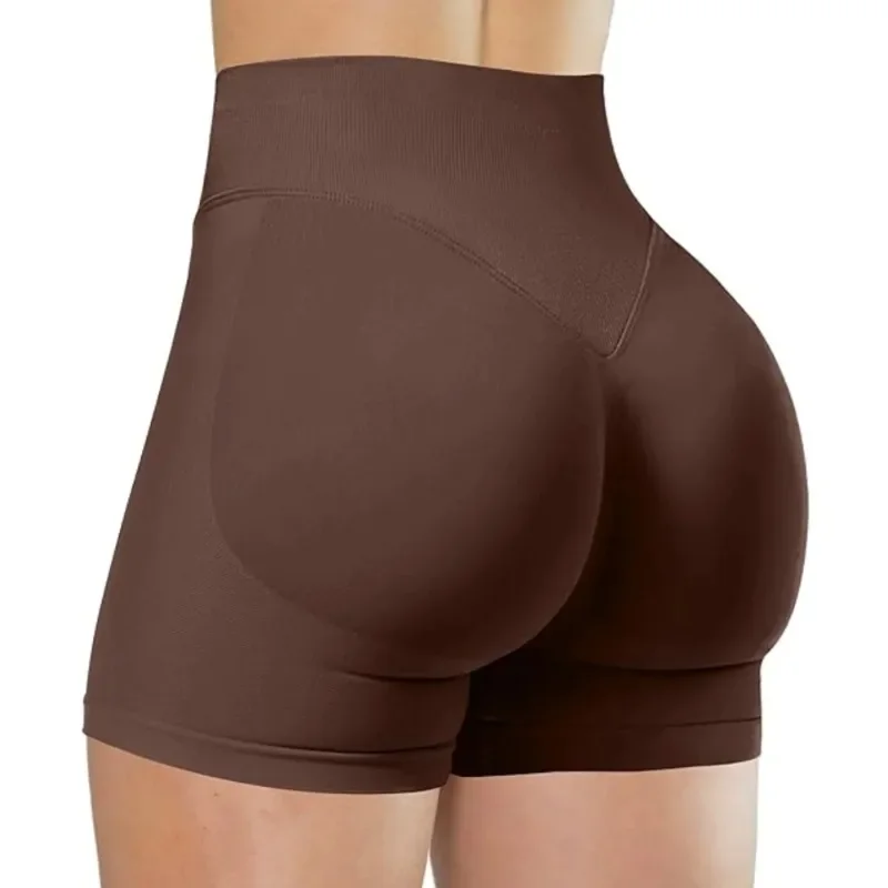 Summer High Waisted Yoga Shorts for Women Fashionable and Sexy Running Fitness Pants Solid Color Yoga Leggings Elastic Tights 1