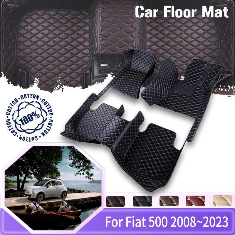 Tappetini Auto Per Fiat 500 2008 ~ 2023 Hatchback Coupé Tappeti In Pelle Tappetini Auto Tappetini Cubre Pisos Para Autos Accessori Auto